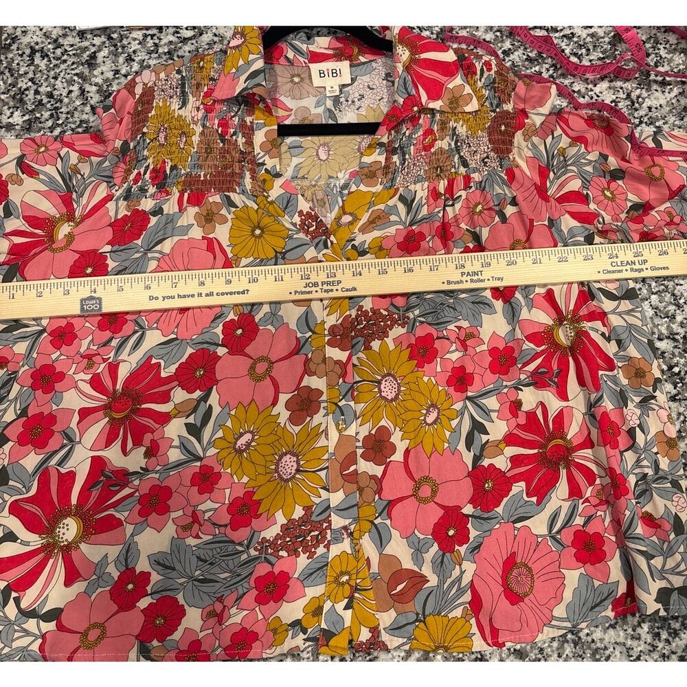 Bibi Floral Blouse Womens Medium Boho Cottagecore Long Sleeve Top - Picture 5 of 8